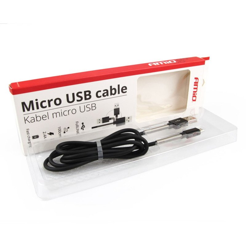 AMIO 01431/AM Καλώδιο Ταχείας Φόρτισης USB σε Micro USB 2.4A 100cm για Smartphone & Συσκευές Micro USB – 1 Τεμ.