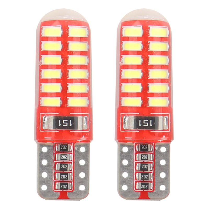 AMIO 01444/AM LED CANBUS T10 W5W 12V W2.1x9.5d 5600K 24xSMD 3014 Σιλικόνης Καρφωτό Λευκό για Φώτα Θέσης & Εσωτερικού Αυτοκινήτου – 2 Τεμ.