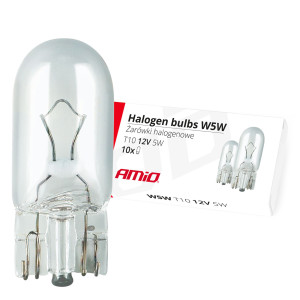 AMIO 01483/AM W5W T10 W2.1x9.5d 12V 5W Λαμπτήρας Αλογόνου Καρφωτός Άκαλυκος για Φώτα Θέσης Αυτοκινήτου Κουτί 10 Τεμ.