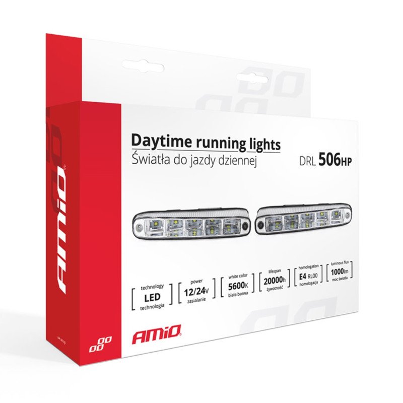 AMIO 01522/AM Φώτα Ημέρας DRL LED 12/24V 1000Lm για Αυξημένη Ορατότητα & Ασφάλεια σε Αυτοκίνητο & Φορτηγό – Σετ 2 Τεμ.