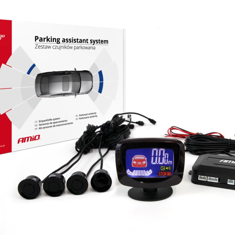 AMIO 01562/AM Σύστημα Παρκαρίσματος 12V με 4 Αισθητήρες Μαύρους 22mm & Οθόνη LED GRAF για Ακριβή Ένδειξη Απόστασης & Ασφαλές Παρκάρισμα – 1 Τεμ.