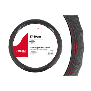 AMIO 01698/AM Κάλυμμα Τιμονιού 37-39cm SWC-21-M Μαύρο με Κόκκινη Ραφή - Σταθερό Κράτημα & Άνεση Οδήγησης - 1 Τεμ AMIO 01698/AM Κάλυμμα Τιμονιού 37-39cm SWC-21-M Μαύρο με Κόκκινη Ραφή - Σταθερό Κράτημα & Άνεση Οδήγησης - 1 Τεμ