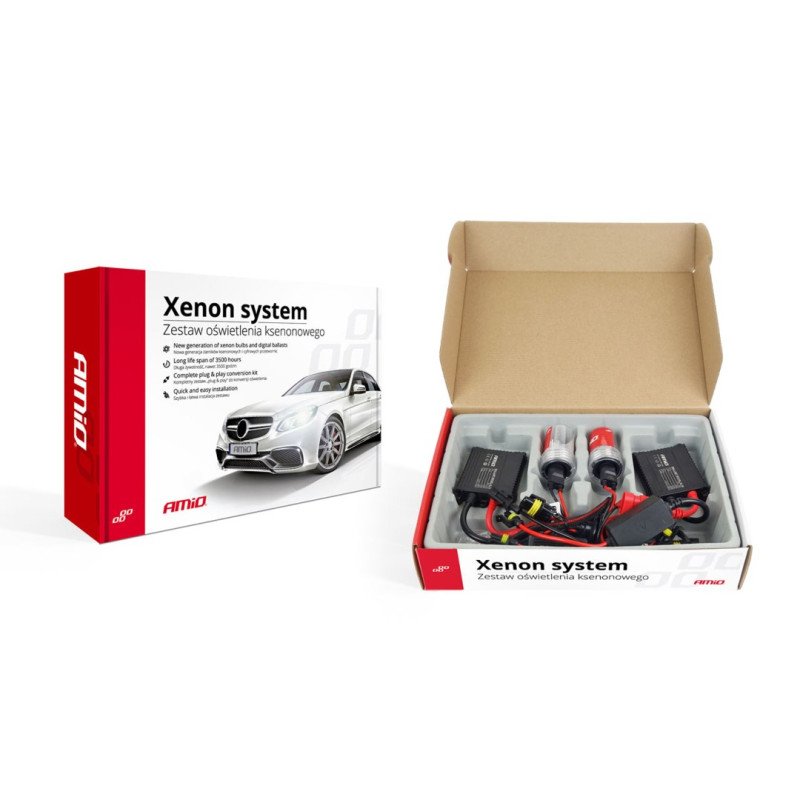 AMIO 01941/AM Kit Xenon H4 6000K 35W 12V με SLIM ballast για ισχυρό λευκό φωτισμό δρόμου και καθαρή δέσμη με εύκολη εγκατάσταση σε περιορισμένο χώρο - 1 Σετ
