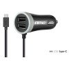 AMIO 02058/AM Φορτιστής Αναπτήρα 12-24V 2.4A με 2 θύρες USB και καλώδιο Type-C για ταυτόχρονη φόρτιση συσκευών με σταθερή παροχή ρεύματος σε αυτοκίνητα και επαγγελματικά οχήματα - 1 Τεμ.
