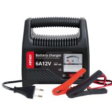 AMIO 02085/AM Φορτιστής Μπαταρίας 12V 6A για αξιόπιστη φόρτιση μπαταριών 20-80Ah με προστασία υπερφόρτωσης και ένδειξη κατάστασης φόρτισης για ασφαλή και εύκολη χρήση - 1 Τεμ.