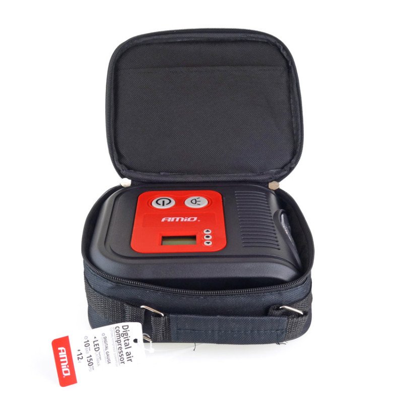 AMIO 02380/AM ΚΟΜΠΡΕΣΕΡ ΑΕΡΑ ΕΛΑΣΤΙΚΩΝ ΨΗΦΙΑΚΟ 12V 150psi 10bar ΜΕ LED ΦΑΚΟ & ΚΑΛΩΔΙΟ 300cm - 1 τεμ.