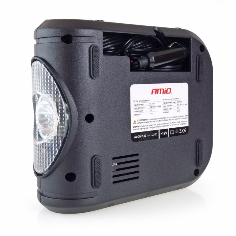 AMIO 02380/AM ΚΟΜΠΡΕΣΕΡ ΑΕΡΑ ΕΛΑΣΤΙΚΩΝ ΨΗΦΙΑΚΟ 12V 150psi 10bar ΜΕ LED ΦΑΚΟ & ΚΑΛΩΔΙΟ 300cm - 1 τεμ.