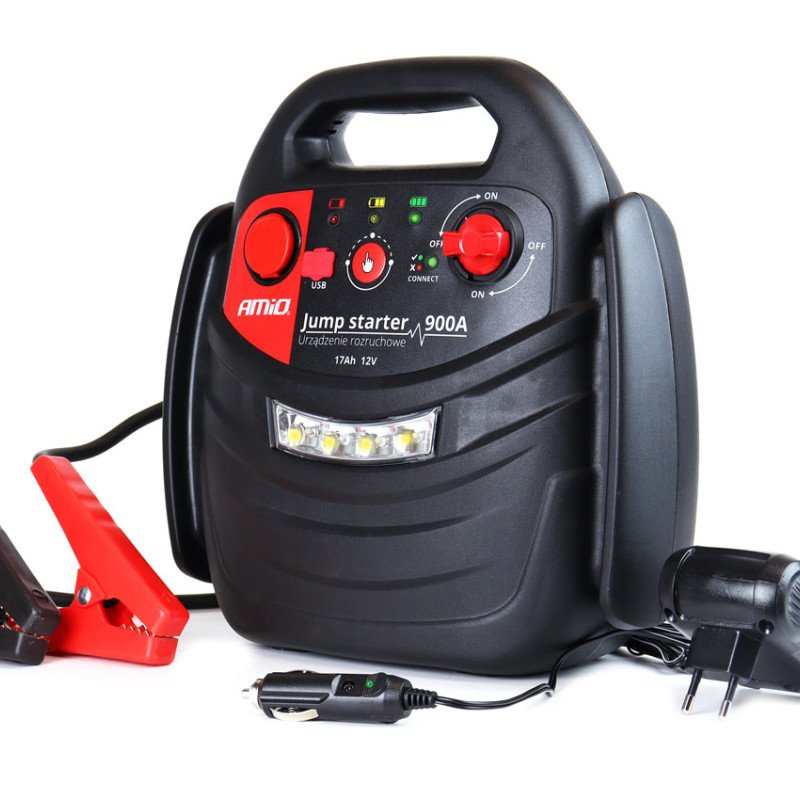 AMIO 02523/AM ΕΚΚΙΝΗΤΗΣ ΜΠΑΤΑΡΙΑΣ STARTER 4 ΣΕ 1 17Ah 12V DC 300A (700A max) 250PSI ΜΕ ΚΟΜΠΡΕΣΕΡ ΑΕΡΑ / ΜΑΝΟΜΕΤΡΟ / 3 LED / 2 ΠΡΙΖΕΣ 12V / 1 ΘΥΡΑ USB 5V 2,1A SENA ΓΙΑ ΒΕΝΖΙΝΗ ΚΑΙ DIESEL - 1 ΤΕΜ.
