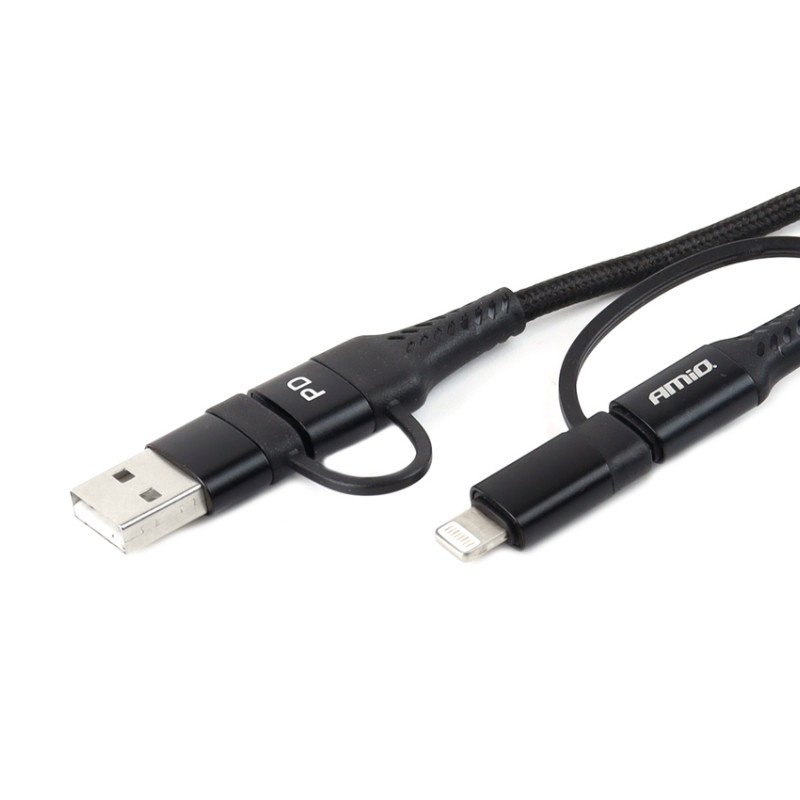 AMIO 02547/AM ΚΑΛΩΔΙΟ ΦΟΡΤΙΣΗΣ ΚΑΙ ΣΥΓΧΡΟΝΙΣΜΟΥ USB C/USB C iOs/USB A 100cm FullLINK UC-15 - 1 τεμ.