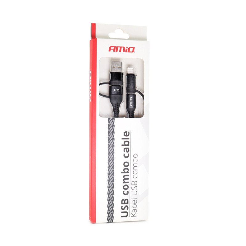 AMIO 02547/AM ΚΑΛΩΔΙΟ ΦΟΡΤΙΣΗΣ ΚΑΙ ΣΥΓΧΡΟΝΙΣΜΟΥ USB C/USB C iOs/USB A 100cm FullLINK UC-15 - 1 τεμ.