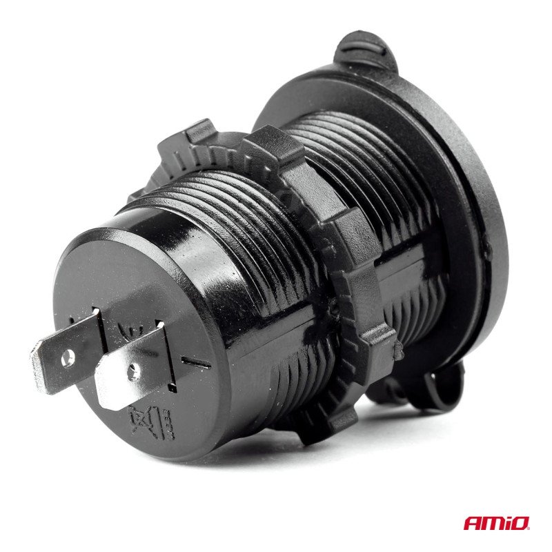 AMIO 02854/AM ΠΡΙΖΑ ΜΕ 2 ΘΥΡΕΣ USB 12/24V - 2x5V/2.1A Φ37mmX51mm MOD-04 - 1 τεμ.