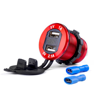 AMIO 02861/AM ΠΡΙΖΑ ΦΟΡΤΙΣΗΣ ΜΕ 2 ΘΥΡΕΣ USB ΚΑΙ ΨΗΦΙΑΚΟ ΒΟΛΤΟΜΕΤΡΟ ΜΕ ΚΑΠΑΚΙ ΚΟΚΚΙΝΗ 12/24V 5V 3.1A MOD-11 - 1 τεμ.