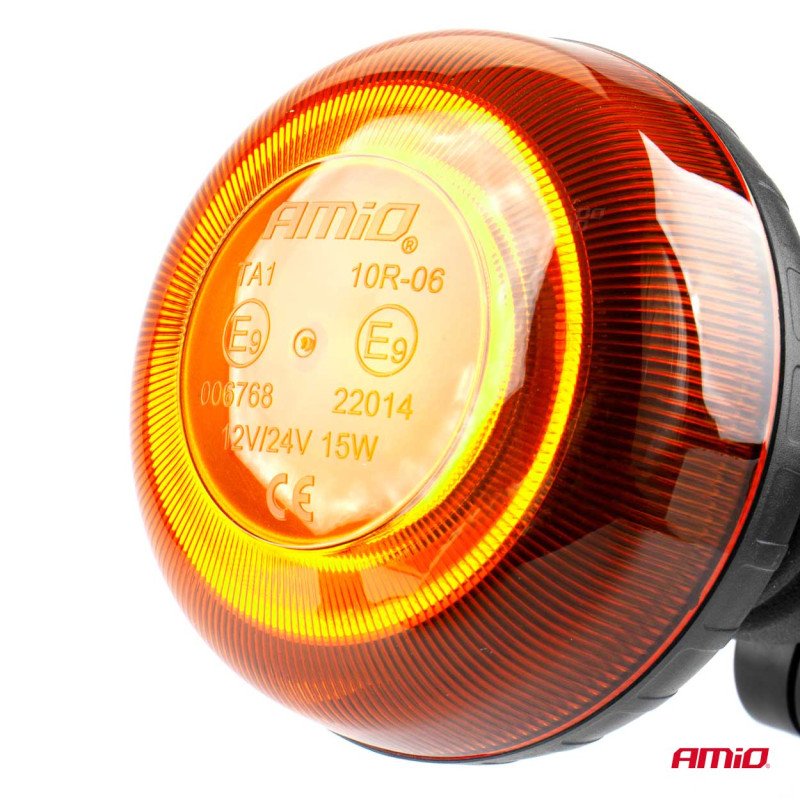 AMIO 02921/AM ΦΑΡΟΣ ΠΕΡΙΣΤΡΕΦΟΜΕΝΟΣ LED MINI 12/24V 18SMD ΕΛΑΣΤΙΚΟΣ ΒΙΔΩΤΟΣ ΠΟΡΤΟΚΑΛΙ 138x86mm -1 ΤΕΜ.