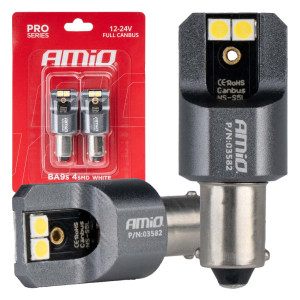 AMIO 03582/AM ΛΑΜΠΕΣ T4W BA9s 12/24V 6.000K 4xSMD LED FULL CAN-BUS ΛΕΥΚΟ 3030 PRO SERIES - 2 ΤΕΜ.