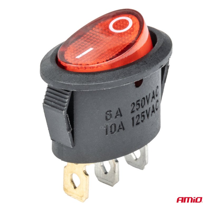 AMIO 03612/AM ΔΙΑΚΟΠΤΗΣ ON/OFF 3 ΕΠΑΦΩΝ 12V 230A ΟΒΑΛ ΚΟΚΚΙΝΟΣ ΦΩΤΙΣΜΟΣ - 1 ΤΕΜ.