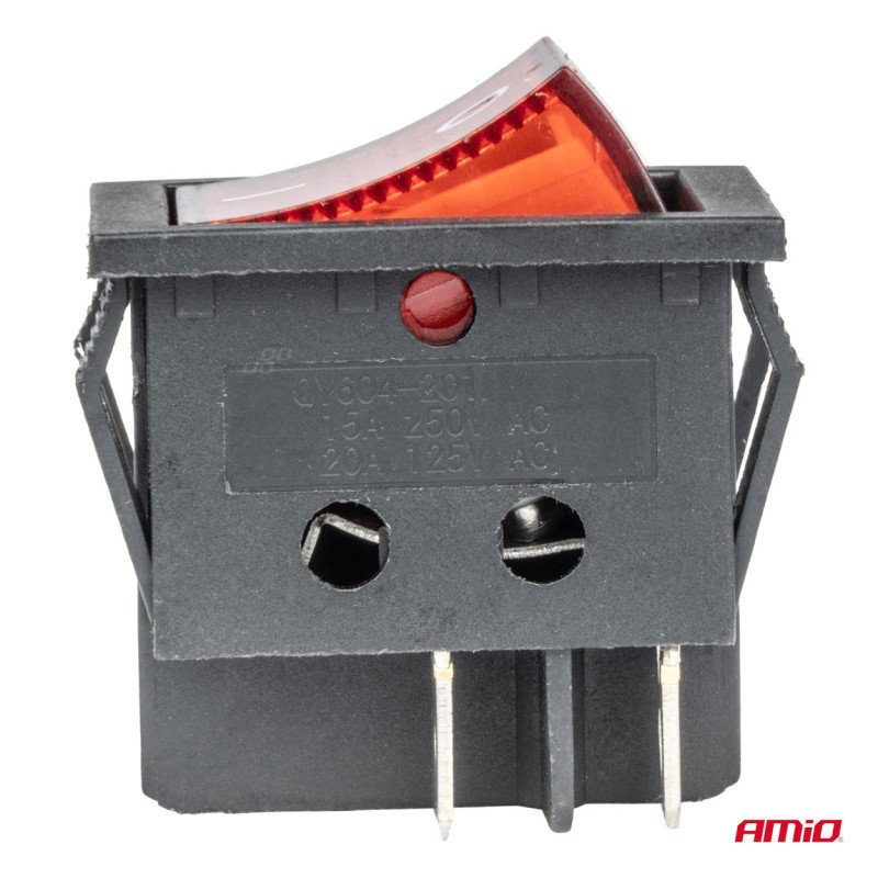 AMIO 03613/AM ΔΙΑΚΟΠΤΗΣ ON/OFF 12/24V 4 ΕΠΑΦΩΝ ΟΡΘΟΓΩΝΙΟΣ ΚΟΚΚΙΝΟΣ ΦΩΤΙΣΜΟΣ - 1 ΤΕΜ.