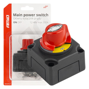 AMIO 03838/AM ΔΙΑΚΟΠΤΗΣ POWER-OFF ΜΠΑΤΑΡΙΑΣ ΣΕ ΒΑΣΗ 12-48V 300A ΜΑΥΡΟ/ΚΟΚΚΙΝΟ - 1 Τεμ.