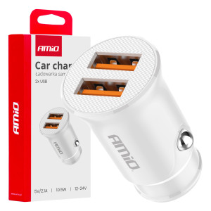 AMIO 03872/AM ΦΟΡΤΙΣΤΗΣ ΑΝΑΠΤΗΡΑ 12/24V ΜΕ 2 ΘΥΡΕΣ 2xUSB 10.5W 5V/2.1A ΛΕΥΚΟΣ - 1 Τεμ.