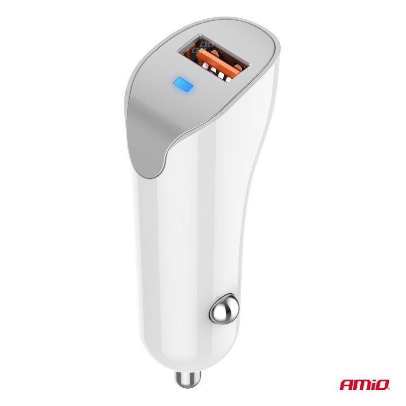 AMIO 03873/AM ΦΟΡΤΙΣΤΗΣ ΑΝΑΠΤΗΡΑ 12/24V ΜΕ 1 ΘΥΡΑ USB 10.5W 5V/2.1A ΛΕΥΚΟΣ - 1 Τεμ.