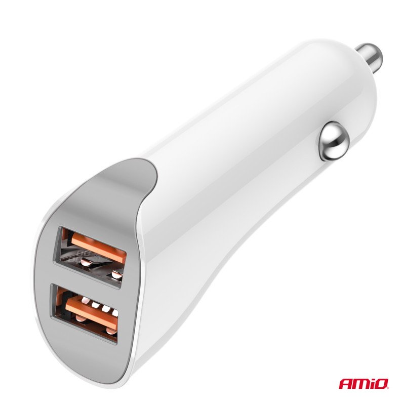 AMIO 03874/AM ΦΟΡΤΙΣΤΗΣ ΑΝΑΠΤΗΡΑ 12/24V ΜΕ 2 ΘΥΡΕΣ 2xUSB 10.5W 5V/2.1A ΛΕΥΚΟ - 1 Τεμ.