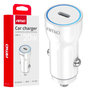 AMIO 03880/AM ΦΟΡΤΙΣΤΗΣ ΑΝΑΠΤΗΡΑ 12/24V ΜΕ 1 ΘΥΡΑ USB-C 20W 5V/3AQC ΤΑΧΕΙΑΣ ΦΟΡΤΙΣΗΣ ΛΕΥΚΟΣ - 1 Τεμ.