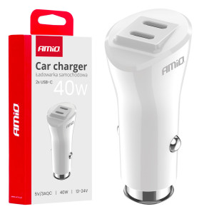 AMIO 03884/AM ΦΟΡΤΙΣΤΗΣ ΑΝΑΠΤΗΡΑ 12/24V ΜΕ 2 ΘΥΡΕΣ 2xUSB-C 40W 5V/3AQC ΤΑΧΕΙΑΣ ΦΟΡΤΙΣΗΣ ΛΕΥΚΟΣ - 1 Τεμ.