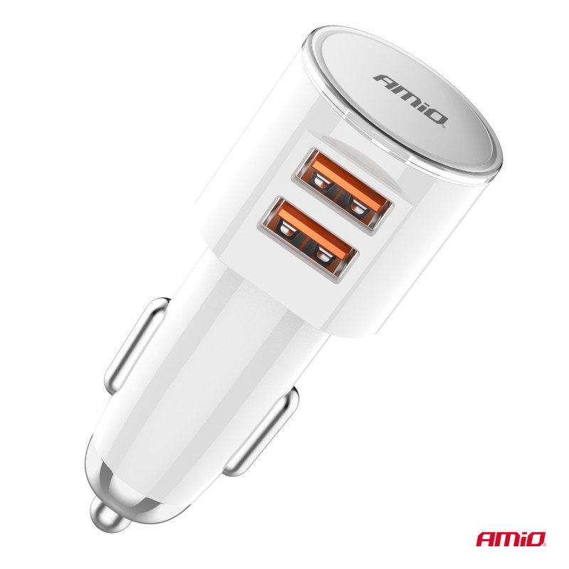 AMIO 03888/AM ΦΟΡΤΙΣΤΗΣ ΑΝΑΠΤΗΡΑ 12/24V ΜΕ 2 ΘΥΡΕΣ 2xUSB 17.5W 5V/3.4A ΛΕΥΚΟΣ - 1 ΤΕΜ.