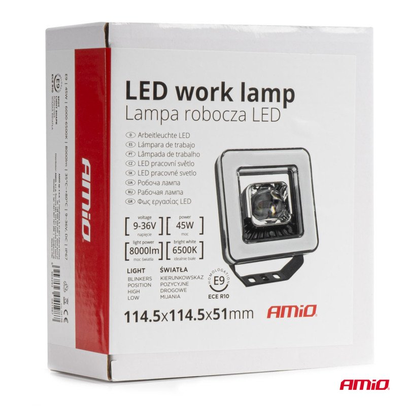 AMIO 04198/AM ΠΡΟΒΟΛΕΑΣ ΕΡΓΑΣΙΑΣ ΤΕΤΡΑΓΩΝΟΣ LED 45W 9-36V 8.000lm 6.500K AWL57 - 1 ΤΕΜ.