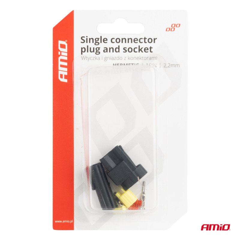 AMIO 04345/AM ΦΙΣΑ ΣΥΝΔΕΣΗΣ ΜΕ ΥΠΟΔΟΧΗ 1 PIN Φ2,2mm ΑΔΙΑΒΡΟΧΗ - 1 τεμ.