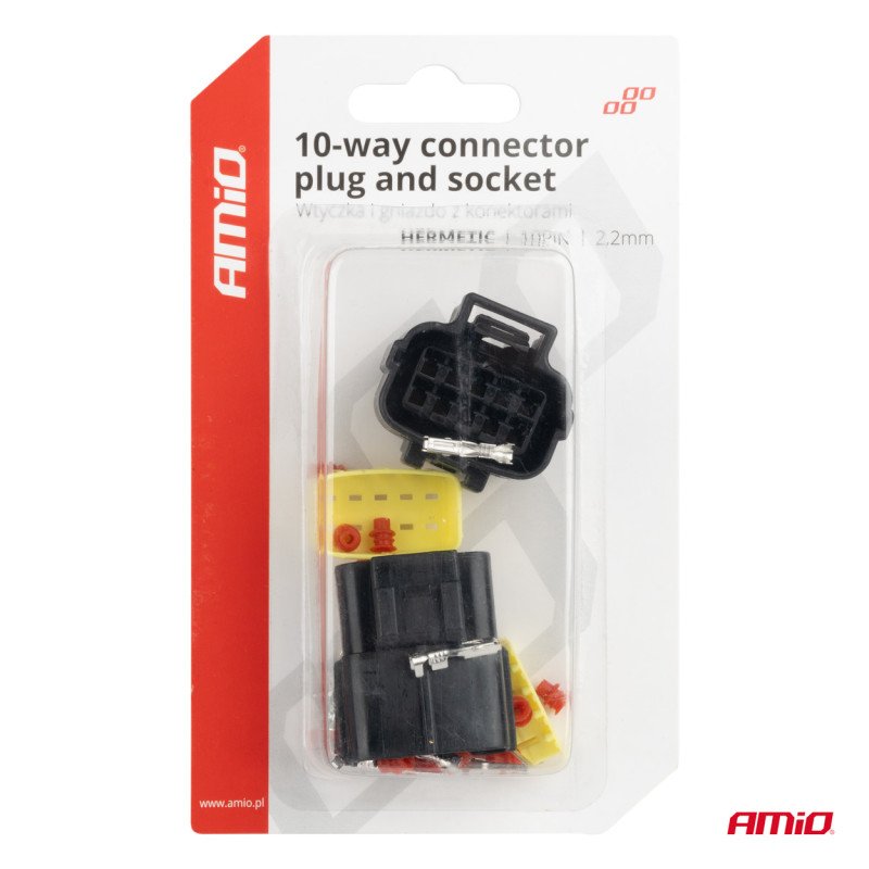 AMIO 04351/AM ΦΙΣΑ ΣΥΝΔΕΣΗΣ ΜΕ ΥΠΟΔΟΧΗ 10 PIN Φ2,2mm ΑΔΙΑΒΡΟΧΗ - 1 τεμ.