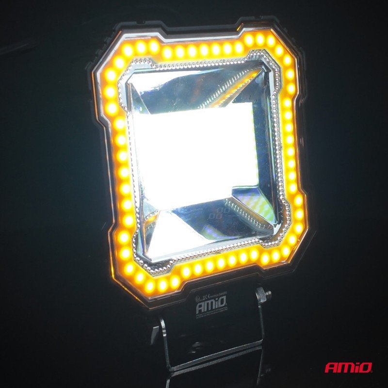 AMIO 04426/AM Προβολέας Εργασίας LED AWL82 FLOOD 48W 3600lm 6500K με σταθερή Κίτρινη LED μπάρα – 9–36V - 1 τεμ.