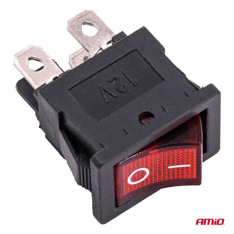 AMIO 04440/AM Διακόπτης Rocker 12/24V 20A με Κόκκινο Φωτισμό – Για Οχήματα & Βιομηχανικές Εφαρμογές - 1 τεμ.