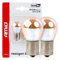 AMIO 04627/AM Λάμπες Αλογόνου PY21W BAU15s 12V 21W Πορτοκαλί/Χρώμιο Lumitec για Φλας & Καθαρή Σήμανση – Σετ 2 Τεμ.