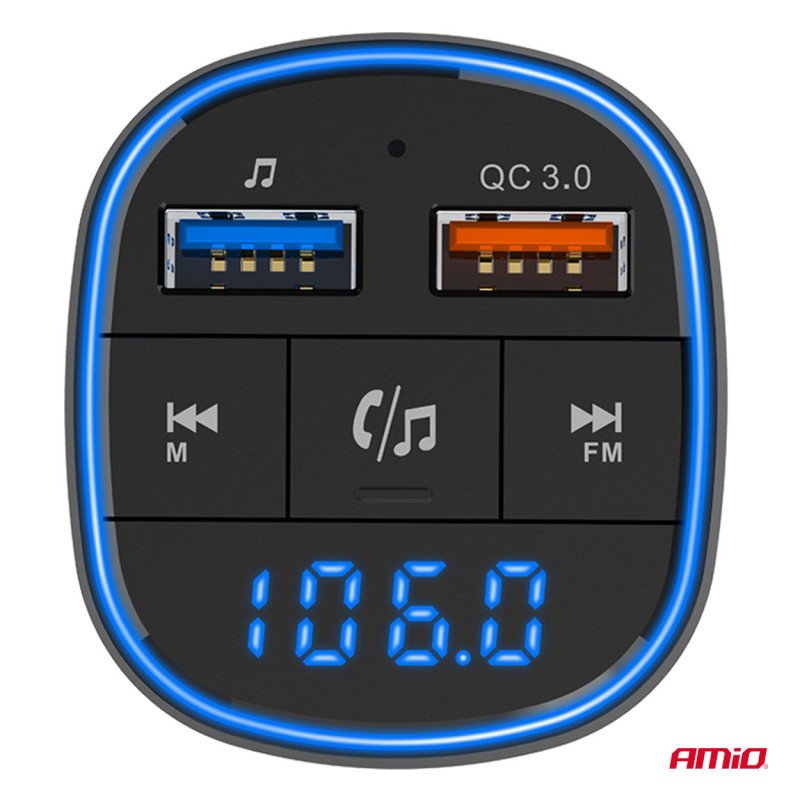 AMIO 04648/AM FM Transmitter Αναπτήρα τύπου FMT01 τάση λειτουργίας για Επιβατικά Αυτοκίνητα και Φορτηγά με 2xUSB Type-A για Επιβατικά Αυτοκίνητα και Φορτηγά - 1 τεμ.
