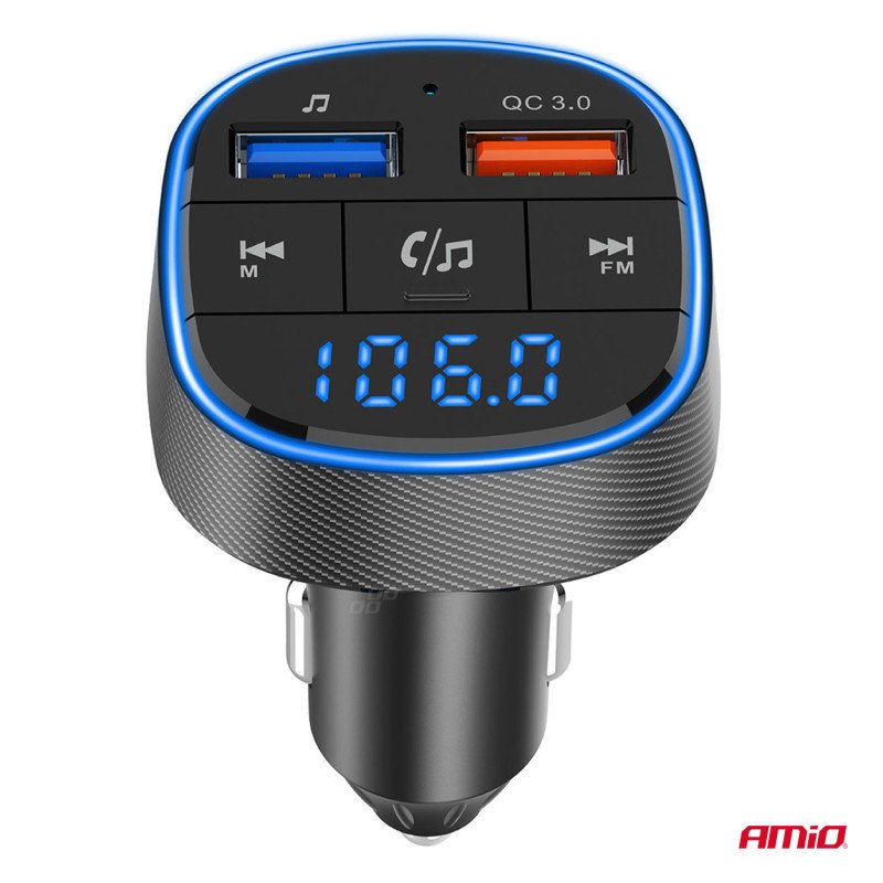 AMIO 04648/AM FM Transmitter Αναπτήρα τύπου FMT01 τάση λειτουργίας για Επιβατικά Αυτοκίνητα και Φορτηγά με 2xUSB Type-A για Επιβατικά Αυτοκίνητα και Φορτηγά - 1 τεμ.