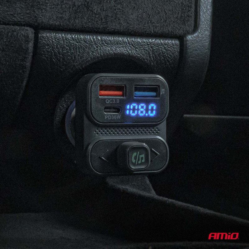 AMIO 04649/AM FM Transmitter Αναπτήρα τύπου FMT02 τάση λειτουργίας 12-24V με 2xUSB Type-A και 1xUSB Type-C για Επιβατικά Αυτοκίνητα και Φορτηγά - 1 τεμ. AMIO 04649/AM FM Transmitter Αναπτήρα τύπου FMT02 τάση λειτουργίας 12-24V με 2xUSB Type-A και 1xUSB Type-C για Επιβατικά Αυτοκίνητα και Φορτηγά - 1 τεμ.