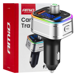 AMIO 04652/AM FM Transmitter Αυτοκινήτου 12/24V με 1xUSB Type-C και Υποδοχή microSD - 1 τεμ.