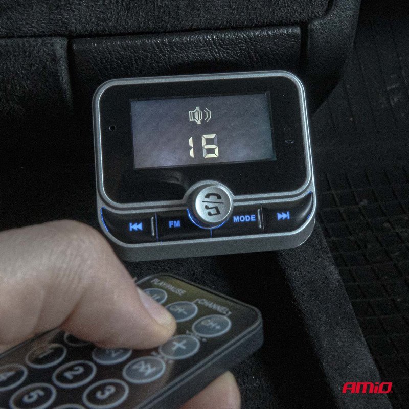 AMIO 04657/AM FM Transmitter Αυτοκινήτου 12/24V με 1xUSB Type-A, 1xUSB Type-C και Τηλεχειριστήριο - 1 τεμ.