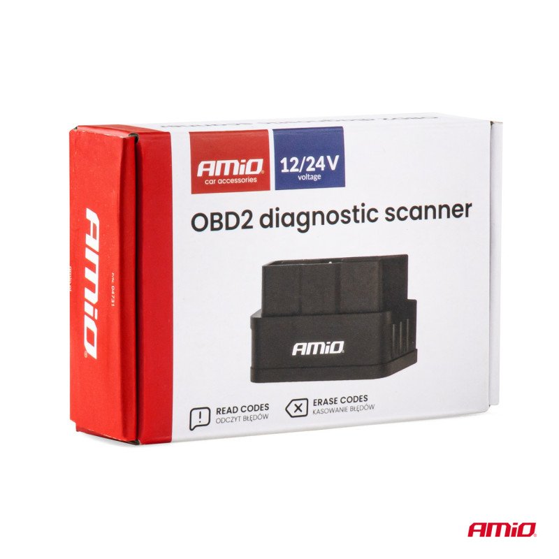 AMIO 04731/AM Διαγνωστικό Αυτοκινήτου OBD 2 τύπου ELM327 Bluetooth PIC25K80 τάση λειτουργίας 12V με ασύρματη σύνδεση για Επιβατικά Αυτοκίνητα - 1 τεμ.