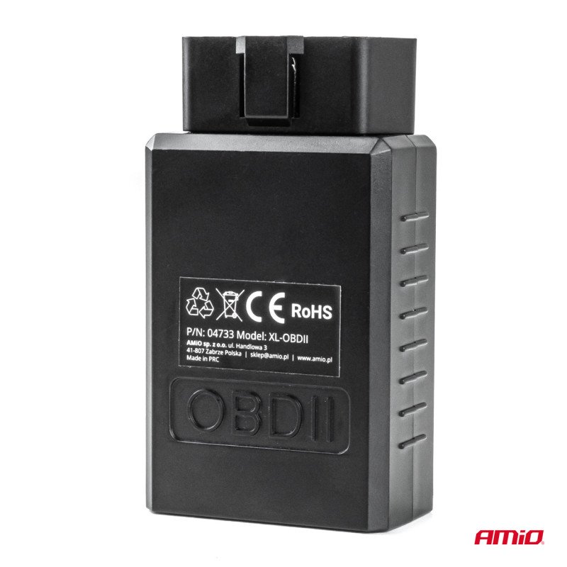 AMIO 04733/AM Διαγνωστικό Αυτοκινήτου OBD 2 τύπου ELM327 Bluetooth XL τάση λειτουργίας 12V με ασύρματη σύνδεση για Επιβατικά Αυτοκίνητα - 1 τεμ.
