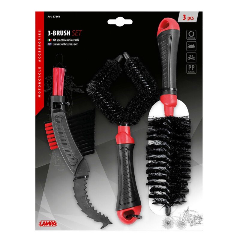 LAMPA 3736.1-LM ΒΟΥΡΤΣΕΣ UNIVERSAL ΓΙΑ ΚΑΘΑΡΙΣΜΟ MOTO ΜΕ ΑΝΤΙΟΛΙΣΘΗΤΙΚΗ ΛΑΒΗ 3 ΤΕΜ