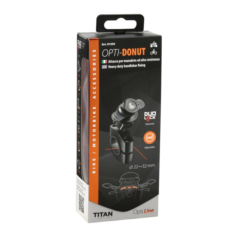 OPTILINE 9159.3-LM Βάση Στήριξης Κινητού Donut της σειράς Titan για Τιμόνι Μηχανής ή Ποδηλάτου με διάμετρο από 22 mm έως 32 mm και σύστημα Duolock, συμβατή με Θήκες ή Αντάπτορες Κινητού Optiline