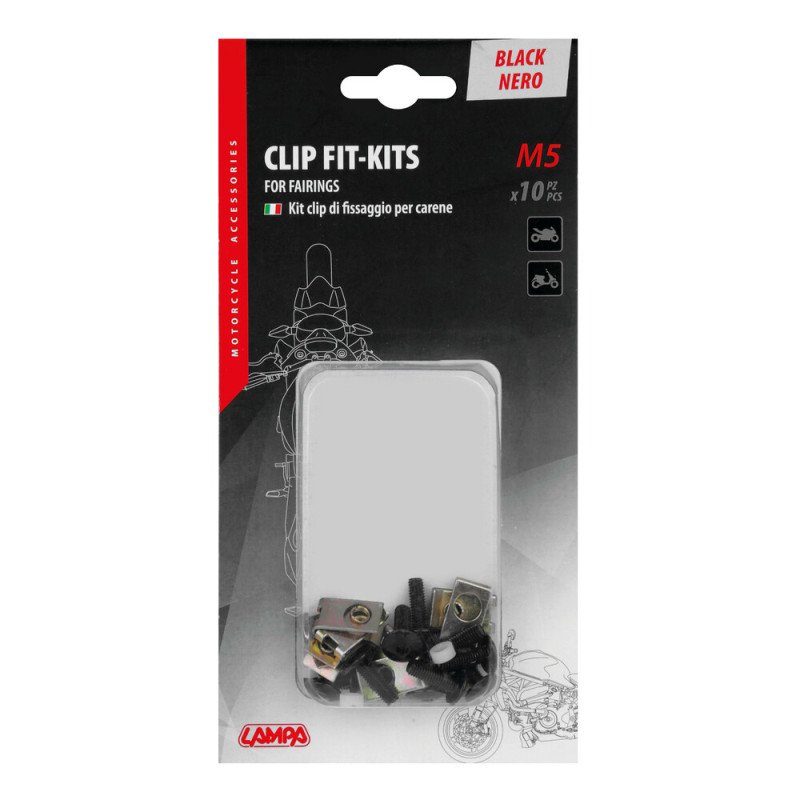 LAMPA 9165.6-LM Kit ΤΟΠΟΘΕΤΗΣΗΣ FAIRINGS MOTO ΑΠΟ ΑΝΑΔ. ΑΛΟΥΜΙΝΙΟ (ΒΙΔΕΣ M5 /ΜΕΤΑΛΛΙΚΟ ΚΛΙΠ/ΡΟΔΕΛΕΣ) ΜΑΥΡΟ -10 TEM.