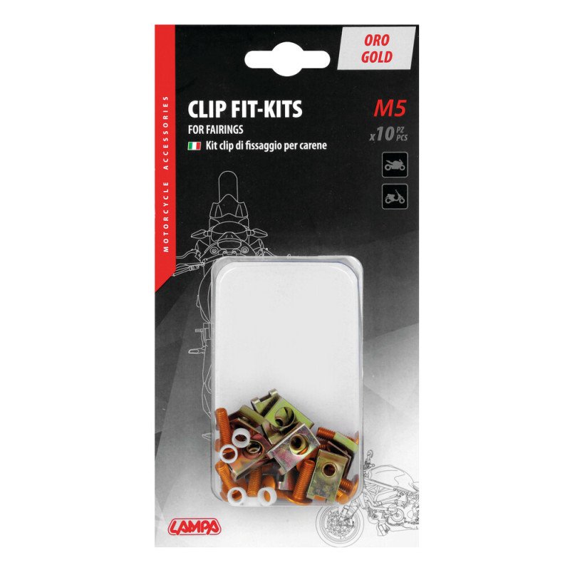 LAMPA 9165.7-LM Kit ΤΟΠΟΘΕΤΗΣΗΣ FAIRINGS MOTO ΑΠΟ ΑΝΑΔ. ΑΛΟΥΜΙΝΙΟ (ΒΙΔΕΣ M5 /ΜΕΤΑΛΛΙΚΟ ΚΛΙΠ/ΡΟΔΕΛΕΣ) ΧΡΥΣΟ -10 TEM.
