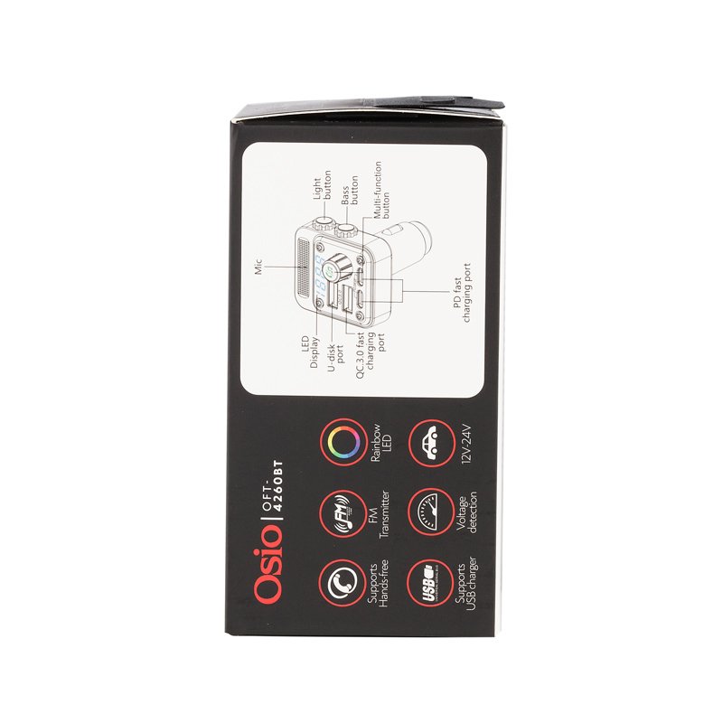 OSIO OFT-4260BT/OSIO FM TRANSMITTER ΑΝΑΠΤΗΡΑ 12V ΜΕ BLUETOOTH OFT-4260BT ΦΟΡΤΙΣΤΗ USB TYPE-A + USB TYPE-C OSIO OFT-4260BT/OSIO FM TRANSMITTER ΑΝΑΠΤΗΡΑ 12V ΜΕ BLUETOOTH OFT-4260BT ΦΟΡΤΙΣΤΗ USB TYPE-A + USB TYPE-C