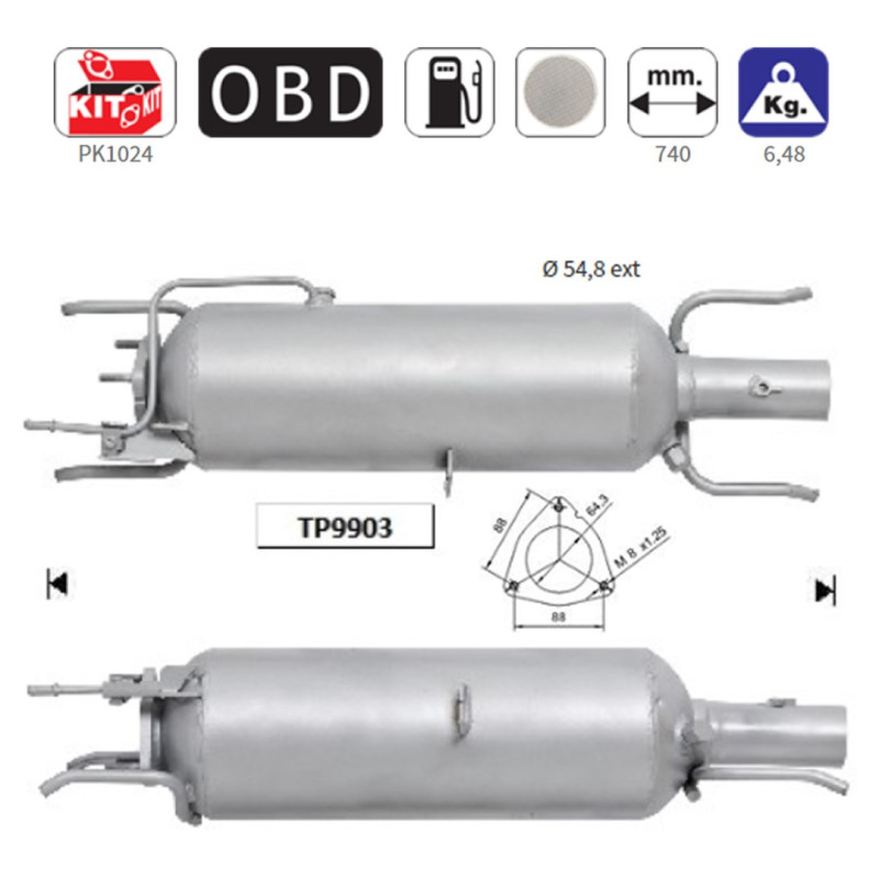 AMERICAT AS/FD5013 ΚΑΤΑΛΥΤΗΣ DIESEL ΚΟΡΔΙΕΡΙΤΗ FIAT CROMA 2005-2008 / OPEL VECTRA-SIGNUM 2004- / SAAB 9-3 2004- 1.9TD