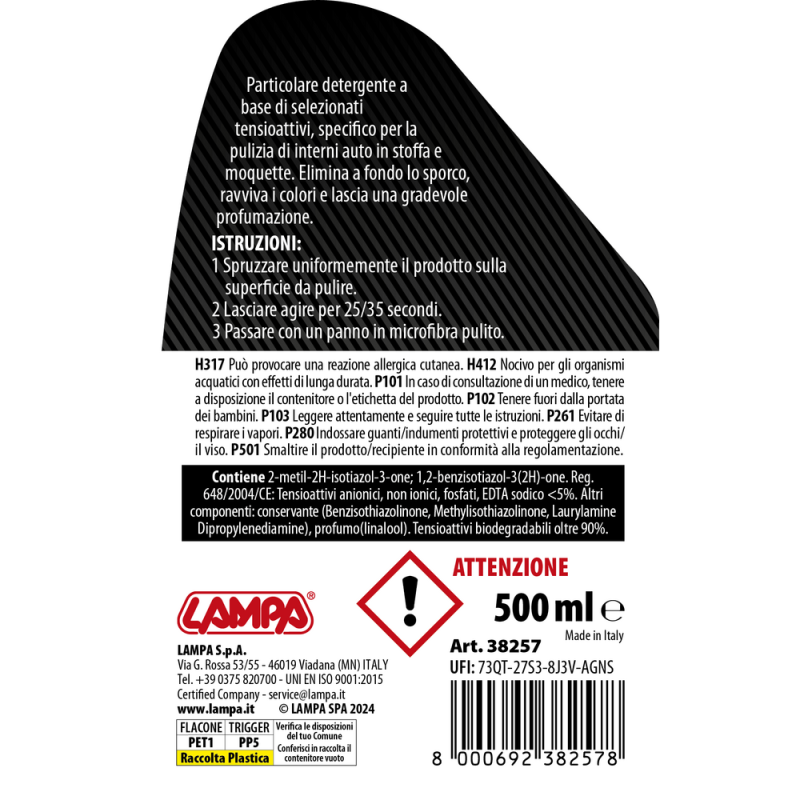 LAMPA L3825.7 ΚΑΘΑΡΙΣΤΙΚΟ ΣΠΡΕΙ ΚΑΘΙΣΜΑΤΩΝ/ΤΑΠΕΤΣΑΡΙΑΣ / ΜΟΚΕΤΑΣ GRAN PREE 500ml - 1 ΤΕΜ.