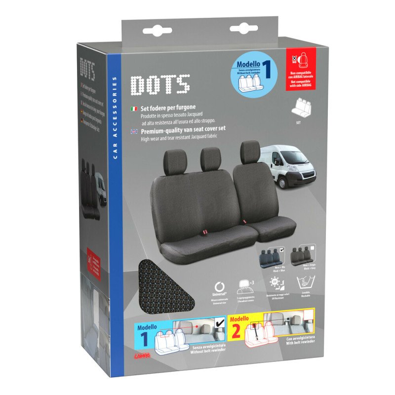 LAMPA L5479.1 Καλύμματα Καθισμάτων Dots-1, χωρίς επανατυλικτήρα ζώνης - Μαύρο / Μπλε