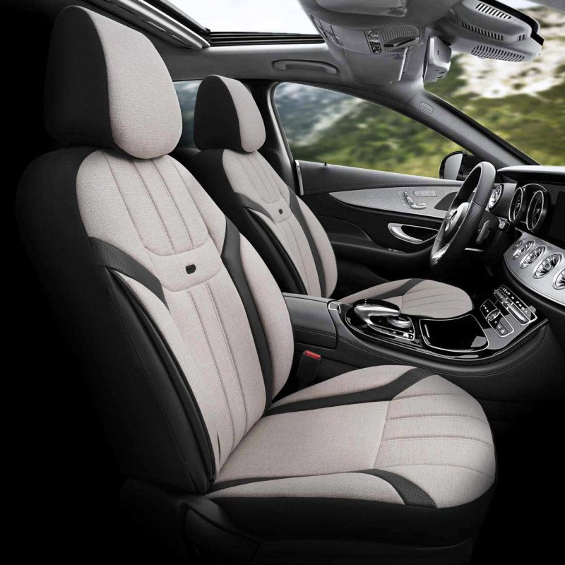 AMIO OT86753/AM ΚΑΛΥΜΜΑΤΑ ΚΑΘΙΣΜΑΤΩΝ OTOM SWAN 503 BEIGE ΜΑΥΡΟ/ΜΠΕΖ ΛΙΝΟ & ΔΕΡΜΑΤΙΝΗ SET - 1 σετ.