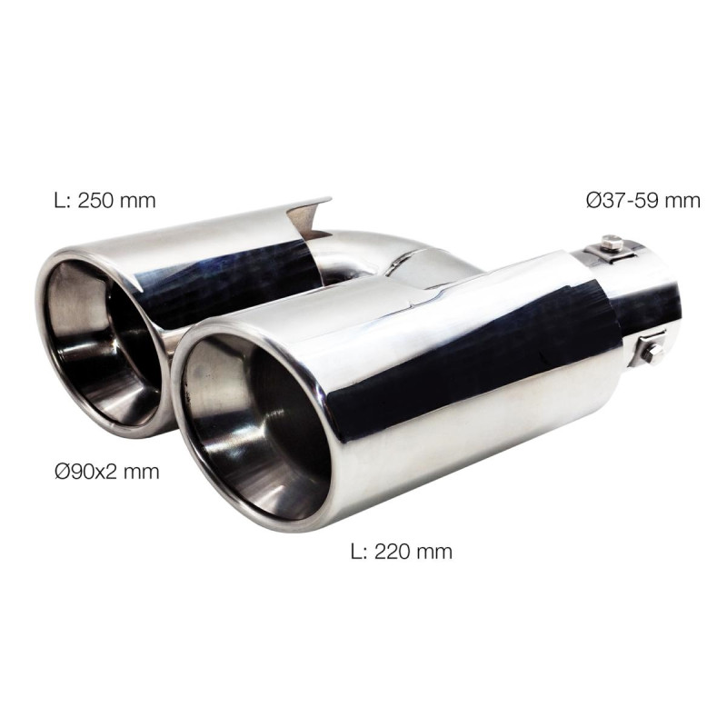 SIMONI RACING SRTRX/110 ΑΚΡΟ (ΜΠΟΥΚΑ) ΕΞΑΤΜΙΣΗΣ INOX ΔΙΠΛΗΣ ΑΠΟΛΗΞΗΣ Φ37-59 mm (ΜΗΚΟΣ 250/220mm/ΔΙΑΜΕΤΡΟΣ ΕΞΩΤΕΡΙΚΗ 90x2mm) - 1 τεμ.